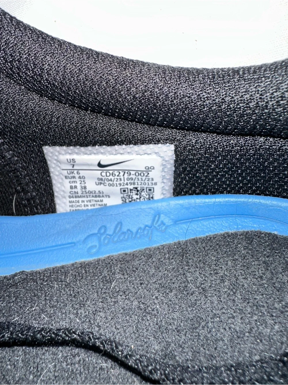 Nike SB Charge Sneakers Black Canvas Sz 7 Athletic Casual Workout